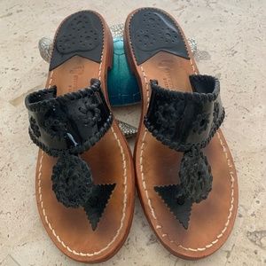 Stephen Bonanno Palm Beach Sandal Black Patent Leather sz 7